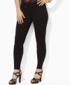Inspired by the chic riding attire of a practiced equestrienne, Lauren Ralph Lauren's jodhpur plus size legging is designed in sleek stretch twill with a slim leg and faux-suede patches for comfort and classic style.