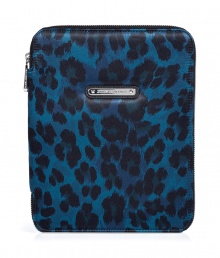 Inject a fun edge into you media collection with Juicy Coutures bright blue leopard print iPad case - Microfiber interior, metal logo plaque - Stash away in just as bold oversized printed totes