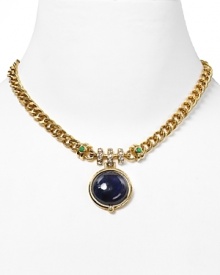 Get the inside track to bold style with this gold-plated link necklace from Carolee, accented by an eye-catching pendant stone. Get the inside track to bold style with this gold-plated link necklace from Carolee, accented by an eye-catching pendant stone.