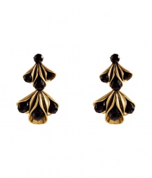 Inject vintage glamour into you cocktail ready look with these Art Deco-style sculptural earrings from Hoss Intropia - Gold-toned metal, black resin embedded stones - For pierced ears - Wear with swept up hair and boatneck tees, or with flirty cocktail dresses and retro accessoires Inject vintage glamour into you cocktail ready look with these Art Deco-style sculptural earrings from Hoss Intropia - Gold-toned metal, black resin embedded stones - For pierced ears - Wear with swept up hair and boatneck tees, or with flirty cocktail dresses and retro accessoires
