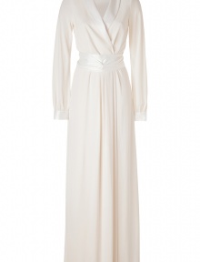 An ultra glamorous take on this seasons menswear trend, Rachel Zoes tuxedo gown is an exquisitely feminine choice for your after-dark affairs - Satin shawl collar, wrapped V-neckline, long sleeves, satin buttoned cuffs, hidden hook closures at waist, pleated skirt, self-tie satin sash, side belt loops - Soft draped fit - Team with statement jewelry and sky-high heels An ultra glamorous take on this seasons menswear trend, Rachel Zoes tuxedo gown is an exquisitely feminine choice for your after-dark affairs - Satin shawl collar, wrapped V-neckline, long sleeves, satin buttoned cuffs, hidden hook closures at waist, pleated skirt, self-tie satin sash, side belt loops - Soft draped fit - Team with statement jewelry and sky-high heels