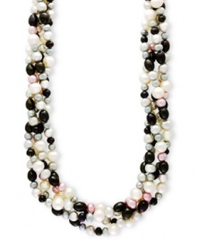 Contemporary and chic. EFFY Collection takes a traditional pearl necklace and gives it a modern spin with multiple strands of white and multicolored, dyed cultured freshwater pearls. Set in sterling silver. Approximate length: 18 inches. Contemporary and chic. EFFY Collection takes a traditional pearl necklace and gives it a modern spin with multiple strands of white and multicolored, dyed cultured freshwater pearls. Set in sterling silver. Approximate length: 18 inches.