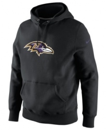 Shout out to your favorite NFL football team with this comfortable Baltimore Ravens hoodie from Nike. Shout out to your favorite NFL football team with this comfortable Baltimore Ravens hoodie from Nike.