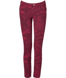 Stylish jeans in fine, dark red print cotton blend - Especially comfortable, thanks to a touch of stretch - On-trend, eye-catching graphic print - Low rise, curve-hugging skinny cut with belt loops and button closure - Rear pockets sit slightly lower, lifting and flattering the rear - The detail we love: gold zipper embellishment at cuffs - pair with streamlined t-shirts and button downs, or with an oversize silk top Stylish jeans in fine, dark red print cotton blend - Especially comfortable, thanks to a touch of stretch - On-trend, eye-catching graphic print - Low rise, curve-hugging skinny cut with belt loops and button closure - Rear pockets sit slightly lower, lifting and flattering the rear - The detail we love: gold zipper embellishment at cuffs - pair with streamlined t-shirts and button downs, or with an oversize silk top