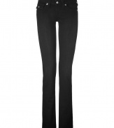 With glamorous faceted crystal hardware, these stylish jeans from True Religion will amp up your casual basics - Classic five-pocket styling, decorative back flap pockets with logo detail, belt loops - Straight leg, slim fit - Style with a blouse and blazer or a worn-in tee and a leather jacket
