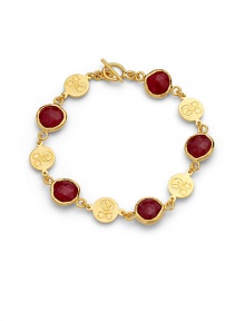 THE LOOKFive faceted 12mm ruby quartz stonesGold vermeil logo-embossed disc stationsToggle closureTHE FITLength, about 7THE MATERIALRuby quartz22k goldplated sterling silverORIGINImported