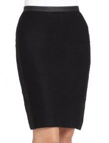 THE LOOKTonal crocodile-embossed knit panel along sidesBanded waistBack exposed zip closurePencil silhouetteTHE FITAbout 22 from waist to hemTHE MATERIALBody: viscose/woolContrast: polyester/rayonFully linedCARE & ORIGINDry cleanImportedModel shown is 5'11 (180cm) wearing US size Small. THE LOOKTonal crocodile-embossed knit panel along sidesBanded waistBack exposed zip closurePencil silhouetteTHE FITAbout 22 from waist to hemTHE MATERIALBody: viscose/woolContrast: polyester/rayonFully linedCARE & ORIGINDry cleanImportedModel shown is 5'11 (180cm) wearing US size Small.