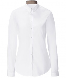 Turn up your cuffs and showcase Burberrys iconic check in this crisp white button-down from Burberry London - Classic collar with checked lining, long sleeves, buttoned turn-up checked cuffs, button-down front, shirttail hemline - Form-fitting - Wear with everything from jeans and flats to pencil skirts and heels