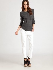 A seaside-inspired boatneck made of sumptuous pure cotton is a seasonal must-have piece. BoatneckDropped shouldersLong sleevesU-shaped hemCottonDry cleanImportedModel shown is 5'10 (177cm) wearing US size Small.