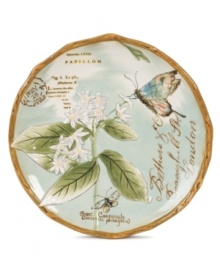 A charming part of any casual landscape, the fanciful Toulouse salad plates from Fitz and Floyd is brimming with life, from its sculpted blooms and twig edge to colorful butterflies. A charming part of any casual landscape, the fanciful Toulouse salad plates from Fitz and Floyd is brimming with life, from its sculpted blooms and twig edge to colorful butterflies.
