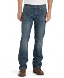 With a vintage wash and a comfortable boot-cut style, these jeans from Levi's are primed to take over your weekend wardrobe. With a vintage wash and a comfortable boot-cut style, these jeans from Levi's are primed to take over your weekend wardrobe.