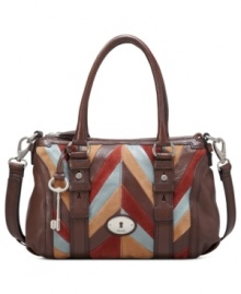 Take a patchwork approach to accessorizing with this leather satchel from Fossil that's at once refined and free-spirited. The well-organized interior provides plenty of pockets and compartments, so your everyday essentials are always easily at hand. Take a patchwork approach to accessorizing with this leather satchel from Fossil that's at once refined and free-spirited. The well-organized interior provides plenty of pockets and compartments, so your everyday essentials are always easily at hand.