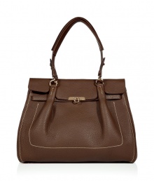 Classic with a twist, this signature Salvatore Ferragamo bag boasts luxe details and elegant design - Shopper style, front flap with logo lock closure, short top handles, contrast stitching - Great for everyday use or for casual cocktails Classic with a twist, this signature Salvatore Ferragamo bag boasts luxe details and elegant design - Shopper style, front flap with logo lock closure, short top handles, contrast stitching - Great for everyday use or for casual cocktails