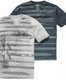 With a cool streaked graphic, this Ecko Unltd shirt instantly ups your casual style quotient.