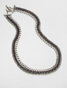 From the Chain Collection. A mix of rolo, wheat and curb sterling silver link chains in an elegant two-tone design. Two-tone sterling silverLength, about 18Toggle clasp closureImported From the Chain Collection. A mix of rolo, wheat and curb sterling silver link chains in an elegant two-tone design. Two-tone sterling silverLength, about 18Toggle clasp closureImported
