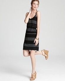 Printed with bold stripes, this James Perse dress will have you looking effortlessly cool all summer long. Printed with bold stripes, this James Perse dress will have you looking effortlessly cool all summer long.