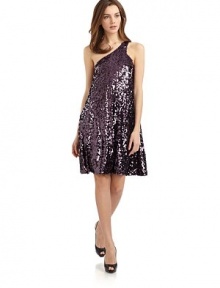 THE LOOKAllover sequinsOne-shoulder styleAsymmetrical necklineGentle ruchingSide zip with hook-and-eye closureTHE FITAbout 36 from shoulder to hemTHE MATERIALNylonFully linedCARE & ORIGINDry cleanImportedModel shown is 5'10½ (179cm) wearing US size 4. THE LOOKAllover sequinsOne-shoulder styleAsymmetrical necklineGentle ruchingSide zip with hook-and-eye closureTHE FITAbout 36 from shoulder to hemTHE MATERIALNylonFully linedCARE & ORIGINDry cleanImportedModel shown is 5'10½ (179cm) wearing US size 4.