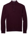 Look sharp, feel snuggly. This DKNY Jeans sweater has a classic mock neck design and soft cashmere blend feel.