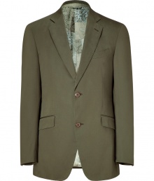 Perfect for a modern day dandy, this classic blazer from Etro features a current cut with an old fashion sensibility - Notched lapels, two-button closure, front flap pockets, button-detailed cuffs, paisley lining - Pair with matching pants, a punchy printed button down, and oxfords Perfect for a modern day dandy, this classic blazer from Etro features a current cut with an old fashion sensibility - Notched lapels, two-button closure, front flap pockets, button-detailed cuffs, paisley lining - Pair with matching pants, a punchy printed button down, and oxfords