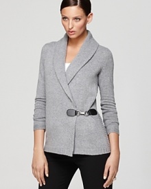 A faux leather toggle injects a Bloomingdale's exclusive Gerard Darel cardigan with modern appeal.