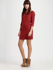 Soft knit cut in a casual tunic silhouette for a look that's effortlessly chic.Scoopneck Three-quarter raglan sleeves Center back zipper Ribbed trim About 18 from natural waist 79% cotton/16% nylon/5% rayon Dry clean Imported Soft knit cut in a casual tunic silhouette for a look that's effortlessly chic.Scoopneck Three-quarter raglan sleeves Center back zipper Ribbed trim About 18 from natural waist 79% cotton/16% nylon/5% rayon Dry clean Imported