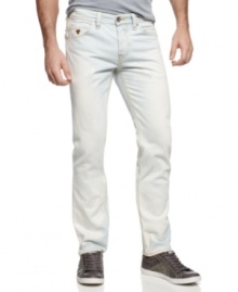 With a light wash and a slim, straight fit, these Guess jeans are the blues remix you've been waiting for. With a light wash and a slim, straight fit, these Guess jeans are the blues remix you've been waiting for.