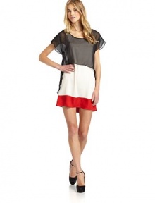 THE LOOKColorblock constructionTiered chiffon draped overlayPullover styleTHE FITAbout 33 from shoulder to hemTHE MATERIALPolyesterFully linedCARE & ORIGINHand washImportedModel shown is 5'10 (177cm) wearing US size Small. THE LOOKColorblock constructionTiered chiffon draped overlayPullover styleTHE FITAbout 33 from shoulder to hemTHE MATERIALPolyesterFully linedCARE & ORIGINHand washImportedModel shown is 5'10 (177cm) wearing US size Small.
