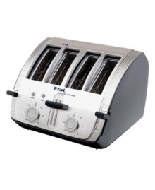 Take on toast! High speed perfection puts food on your plate 40% faster than ever before. The angled design keeps tabs on toast and removes small-sized breads and English muffins with ease. Seven customized levels and independent slots with individual browning controls let you cater the morning to everyone in the house. 1-year limited warranty. Model TT461002A. Take on toast! High speed perfection puts food on your plate 40% faster than ever before. The angled design keeps tabs on toast and removes small-sized breads and English muffins with ease. Seven customized levels and independent slots with individual browning controls let you cater the morning to everyone in the house. 1-year limited warranty. Model TT461002A.