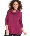Cuddle up in colder weather with Karen Scott's long sleeve plus size sweater, accented by a cowl neckline.