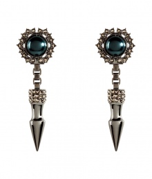 Give your look a polish of hard-edge glamour with Mawis statement spike earrings - Crystal surrounded petrol-colored costume pearl, hematite-plated brass - For pierced ears - Wear with everything from jeans and tees to cocktail frocks with swept-up hair Give your look a polish of hard-edge glamour with Mawis statement spike earrings - Crystal surrounded petrol-colored costume pearl, hematite-plated brass - For pierced ears - Wear with everything from jeans and tees to cocktail frocks with swept-up hair