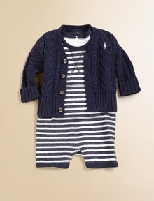 A classic v-neck style for the littlest family member is rendered in a cozy cable knit.V-neckLong sleeves with ribbed cuffs and hemButton frontEmbroidered ponyCottonMachine washImported Please note: Number of buttons/snaps may vary depending on size ordered A classic v-neck style for the littlest family member is rendered in a cozy cable knit.V-neckLong sleeves with ribbed cuffs and hemButton frontEmbroidered ponyCottonMachine washImported Please note: Number of buttons/snaps may vary depending on size ordered