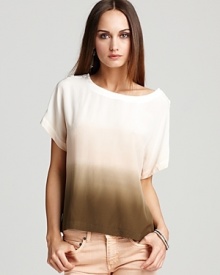 In lush silk, this French Connection top is a chic upgrade from the basic tee, yet is still easy and relaxed. Boasting a neutral ombre pattern, the look is sure to be a hit.