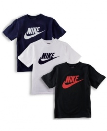 Swoosh up his outfit! This Nike screenprinted tee will inspire any kid to just do it. Swoosh up his outfit! This Nike screenprinted tee will inspire any kid to just do it.
