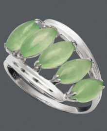 Cool, calm, and totally chic! A swirling sterling silver setting cradles marquise-shaped jade accents (4 mm x 6 mm) in this completely unique cocktail ring. Size 7.