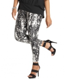 Go wild with INC's snakeskin-printed leggings! The abstract pattern makes them perfect for pairing with colorful tunics. Go wild with INC's snakeskin-printed leggings! The abstract pattern makes them perfect for pairing with colorful tunics.