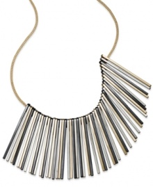 Setting a tone, three times over. INC International Concepts goes for the bold with this bib necklace, crafted from gold-, silver- and hematite-tone mixed metal. Approximate length: 18 inches + 3-inch extender. Setting a tone, three times over. INC International Concepts goes for the bold with this bib necklace, crafted from gold-, silver- and hematite-tone mixed metal. Approximate length: 18 inches + 3-inch extender.