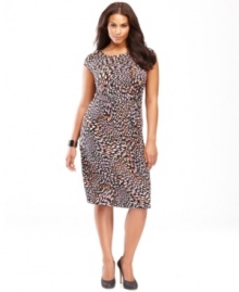 Subtly sexy but still totally chic -- INC's plus size printed dress features a unique print and a curve-loving shape.