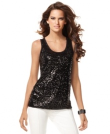 INC's sequined tank top turns any outfit into a party! Pair it with everything from your most casual jeans to your dressiest skirts for instant glamour.