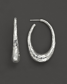 Striking sterling silver hoops, sculpted for beautiful texture. Striking sterling silver hoops, sculpted for beautiful texture.