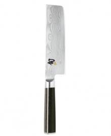 Chop, mince, dice... do it all & do it like a pro! Crafted from stainless steel with an impenetrable steel core, this traditional Japanese blade features precision angling on each side, a full tang for incredible strength and balance and a D-shaped ebony handle that feels just right in your hand. Lifetime warranty. Chop, mince, dice... do it all & do it like a pro! Crafted from stainless steel with an impenetrable steel core, this traditional Japanese blade features precision angling on each side, a full tang for incredible strength and balance and a D-shaped ebony handle that feels just right in your hand. Lifetime warranty.