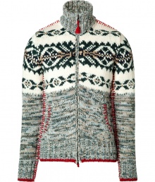 Hit the slopes in eye-catching style in Parajumpers graphic knit zippered cardigan - Stand-up collar, long sleeves, laced red trim, two-way front zip with red pull, front slit pockets - Classic slim fit - Pair with sporty outerwear and edgy weather boots for that rugged outdoorsy finish Hit the slopes in eye-catching style in Parajumpers graphic knit zippered cardigan - Stand-up collar, long sleeves, laced red trim, two-way front zip with red pull, front slit pockets - Classic slim fit - Pair with sporty outerwear and edgy weather boots for that rugged outdoorsy finish