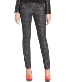 Can't get enough graphic denim this season? Neither can we! These skinny jeans from Jessica Simpson combine an understated print with metallic accents and a textured finish. Can't get enough graphic denim this season? Neither can we! These skinny jeans from Jessica Simpson combine an understated print with metallic accents and a textured finish.