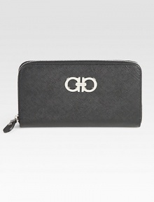 Style meets functionality in this clean design of rich Saffiano leather. Zip-around closureOne center zip coin compartment, two billfold sectionsEight credit card slotsLeather lining7½W X 4H X 1DMade in Italy Style meets functionality in this clean design of rich Saffiano leather. Zip-around closureOne center zip coin compartment, two billfold sectionsEight credit card slotsLeather lining7½W X 4H X 1DMade in Italy