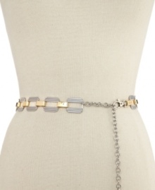 Get linked in to chic styling with this versatile chain belt from Style&co. Crafted from shiny mixed metal in an eye-catching geometric design; it's the must-have accessory of the season. Pair it with dark denim or your favorite black dress. Get linked in to chic styling with this versatile chain belt from Style&co. Crafted from shiny mixed metal in an eye-catching geometric design; it's the must-have accessory of the season. Pair it with dark denim or your favorite black dress.