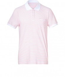 This preppy-cool staple gets a stylish revamping with this luxe polo from Marc Jacobs - Spread collar, concealed front button half placket, chest pocket, all-over stripe print, contrasting collar and cuffs, slim fit - Pair with jeans or chinos, a cashmere cardigan, and retro-inspired brogues This preppy-cool staple gets a stylish revamping with this luxe polo from Marc Jacobs - Spread collar, concealed front button half placket, chest pocket, all-over stripe print, contrasting collar and cuffs, slim fit - Pair with jeans or chinos, a cashmere cardigan, and retro-inspired brogues