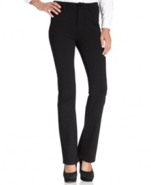 These bootcut-leg pants from Jones New York Signature create a flattering silhouette, thanks to the comfy ponte-knit fabric. Pair them with anything from tees to blouses! These bootcut-leg pants from Jones New York Signature create a flattering silhouette, thanks to the comfy ponte-knit fabric. Pair them with anything from tees to blouses!