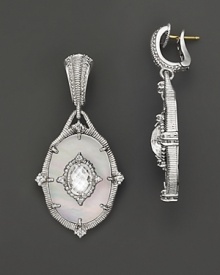 White sapphires accent mother-of-pearl in Judith Ripka's Oasis earrings.