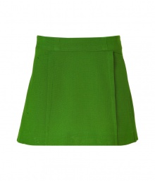 Stylish skirt in fine, pure apple green cotton - Densely woven, medium weight fabric hangs beautifully - A-line mini cut hits mid-thigh - Chic paneled pleat detail - Zips at back - Flattering and flirty, adds a touch of retro-tinged school girl chic to any ensemble - Pair with a crisp button down, an oversize cardigan or a tie neck blouse and sandals or loafers Stylish skirt in fine, pure apple green cotton - Densely woven, medium weight fabric hangs beautifully - A-line mini cut hits mid-thigh - Chic paneled pleat detail - Zips at back - Flattering and flirty, adds a touch of retro-tinged school girl chic to any ensemble - Pair with a crisp button down, an oversize cardigan or a tie neck blouse and sandals or loafers