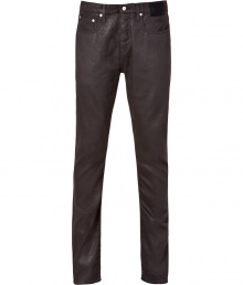 Inject urban attitude into your staple basics with Eduns sleek coated black skinny jeans - Classic five-pocket style, zip fly, button closure, belt loops - Slim fit - Team with graphic tees and fashion sneakers, or with modern knit tops and leather lace-ups Inject urban attitude into your staple basics with Eduns sleek coated black skinny jeans - Classic five-pocket style, zip fly, button closure, belt loops - Slim fit - Team with graphic tees and fashion sneakers, or with modern knit tops and leather lace-ups