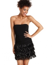 Made for dancing, this dress from Jump combines modern-day cool with throwback flapper style thanks to a skirt of fringes! Made for dancing, this dress from Jump combines modern-day cool with throwback flapper style thanks to a skirt of fringes!